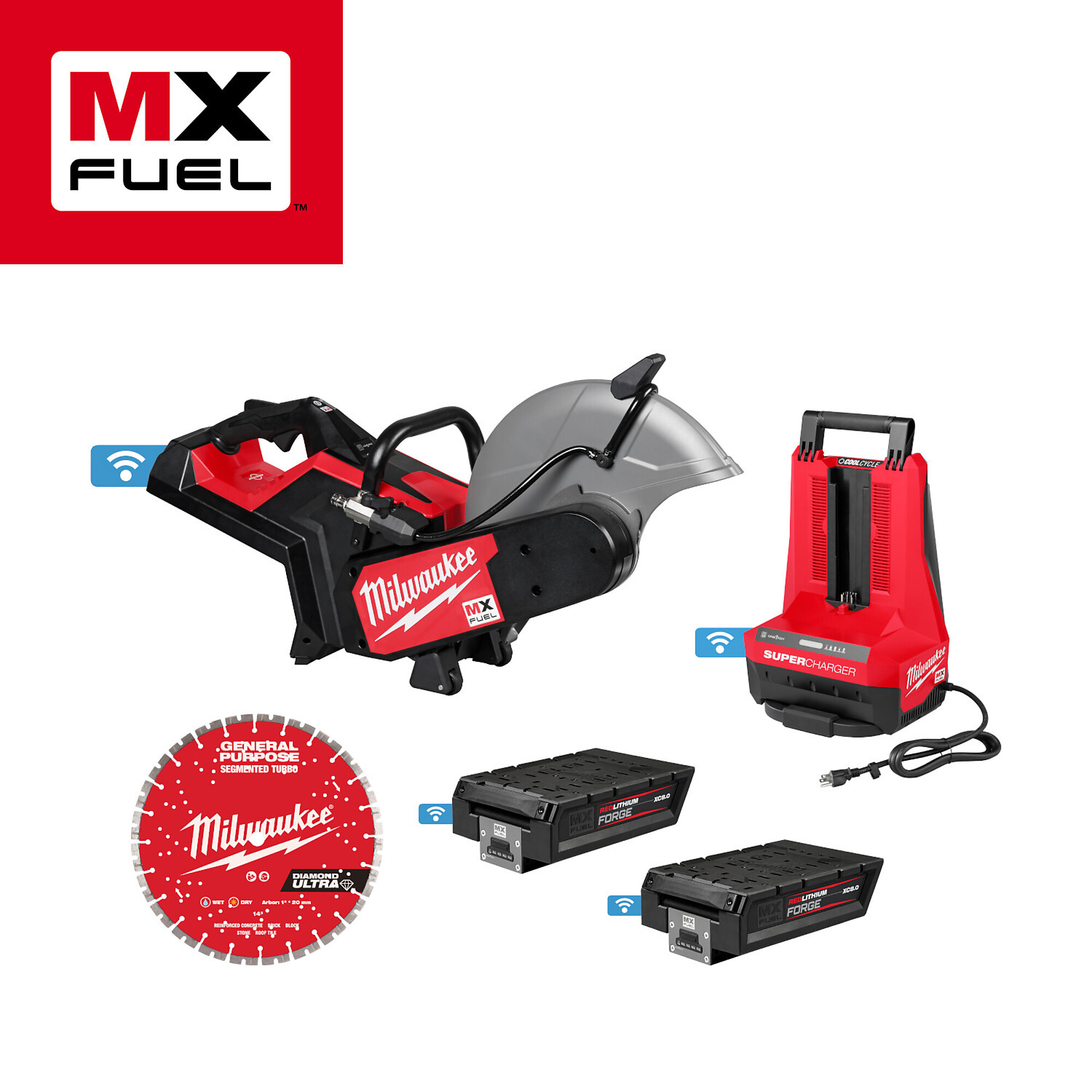 Milwaukee, MX FUEL 14in. Cut-Off Saw w/ RAPIDSTOP Brake Kit, Blade Diameter 14 in, Max. Cutting Depth 4.9 in, Power Type Electric, Model# MXF315-2XC